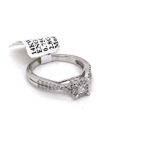 14k White Gold 0.75 CT Diamond Engagement Ring, 2.8g, Size 7