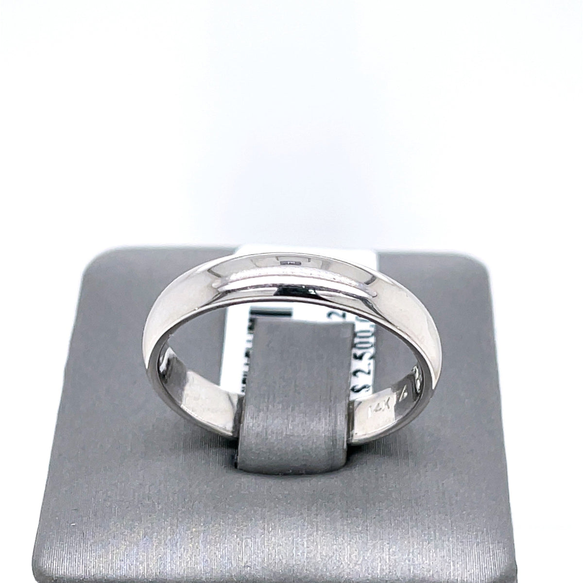14k White Gold Men's Wedding Band, 4.9gm, Size 10