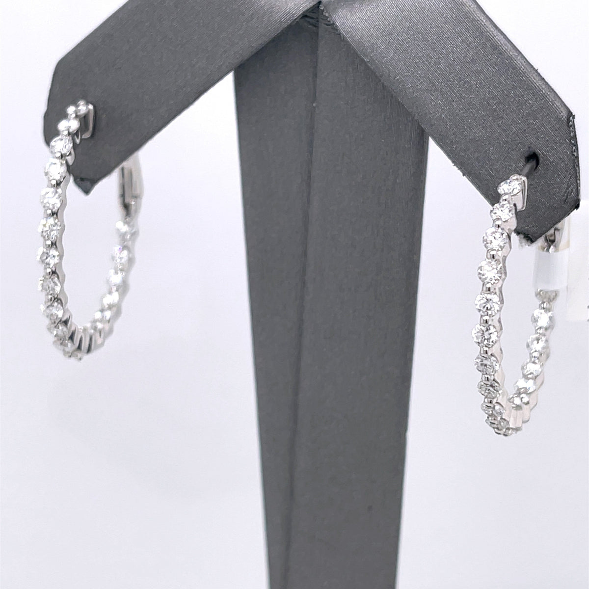 14k White Gold 1.85 CT Diamond Inside Out Hoop Earrings, 6.0g