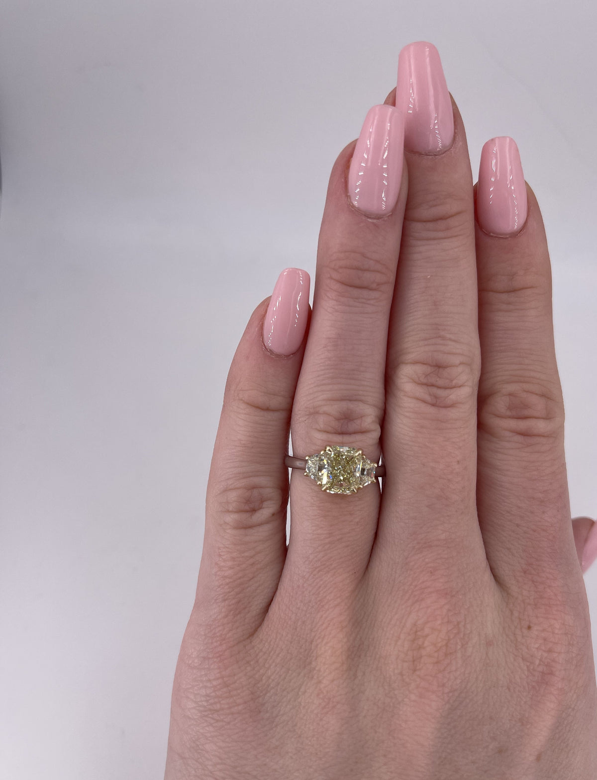 14k two Tone Gold 2.85Ct Radiant Cut Diamond Engagement Ring, Size 6, 4g