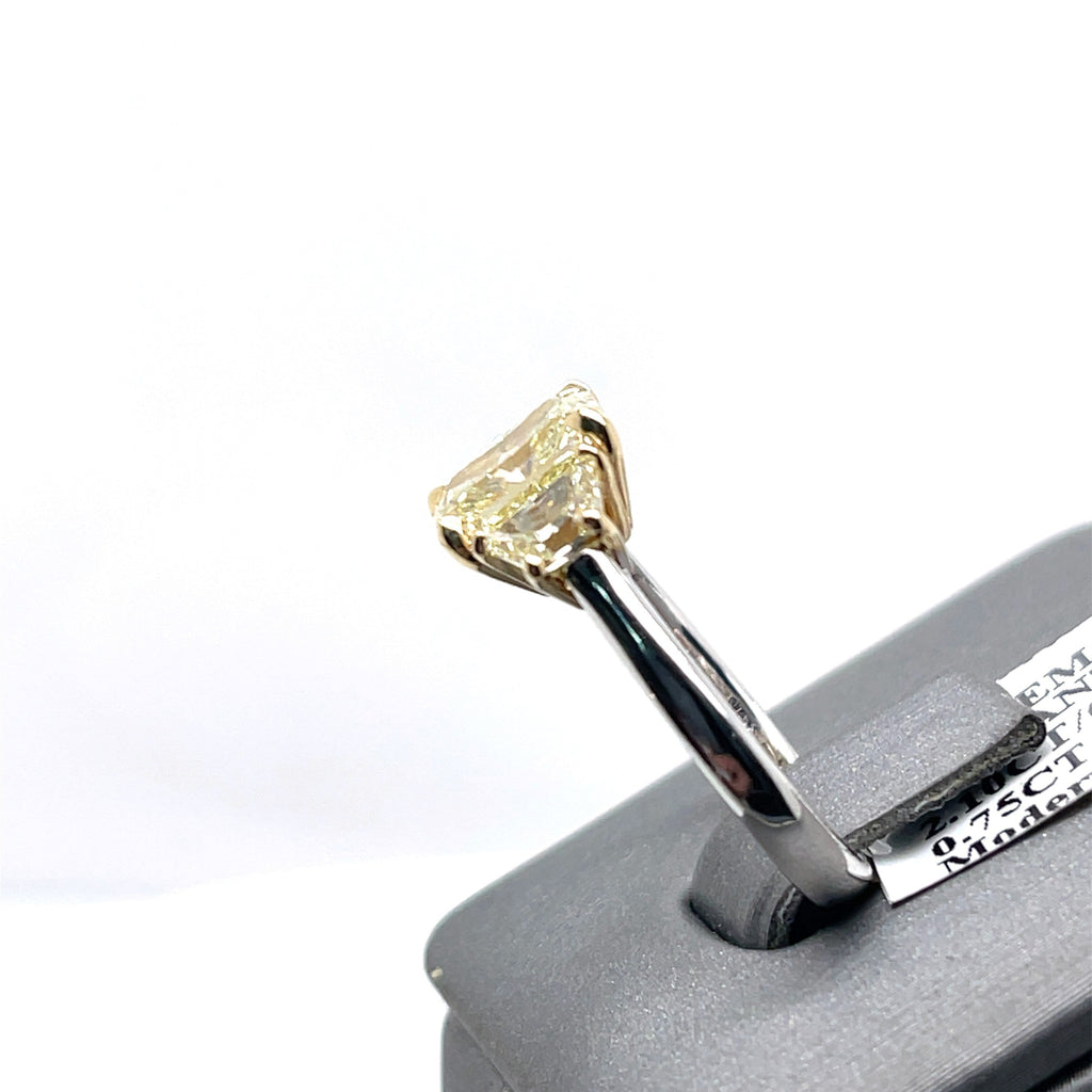 14k two Tone Gold 2.85Ct Radiant Cut Diamond Engagement Ring, Size 6, 4g