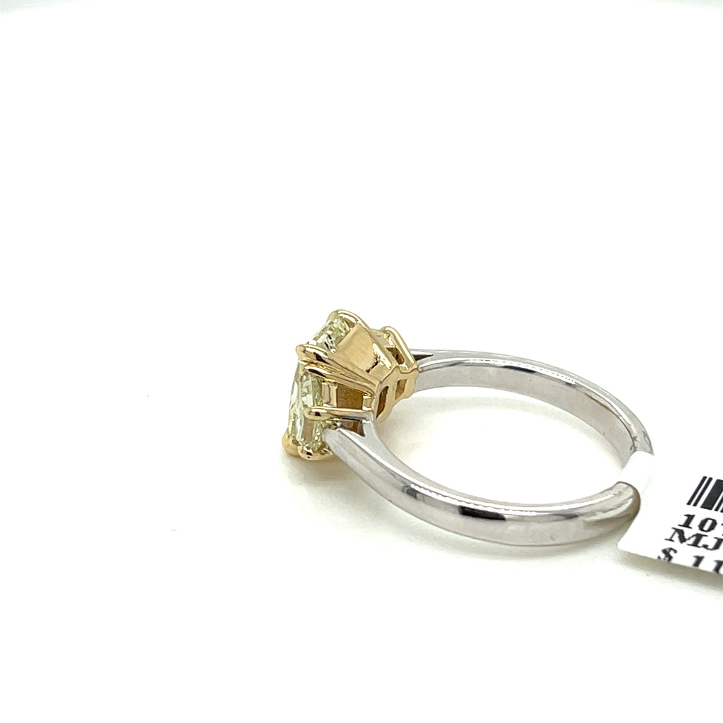 14k two Tone Gold 2.85Ct Radiant Cut Diamond Engagement Ring, Size 6, 4g