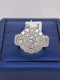 14K White Gold 3.00 CT Diamond Cluster Ladies Ring, 6.5gm