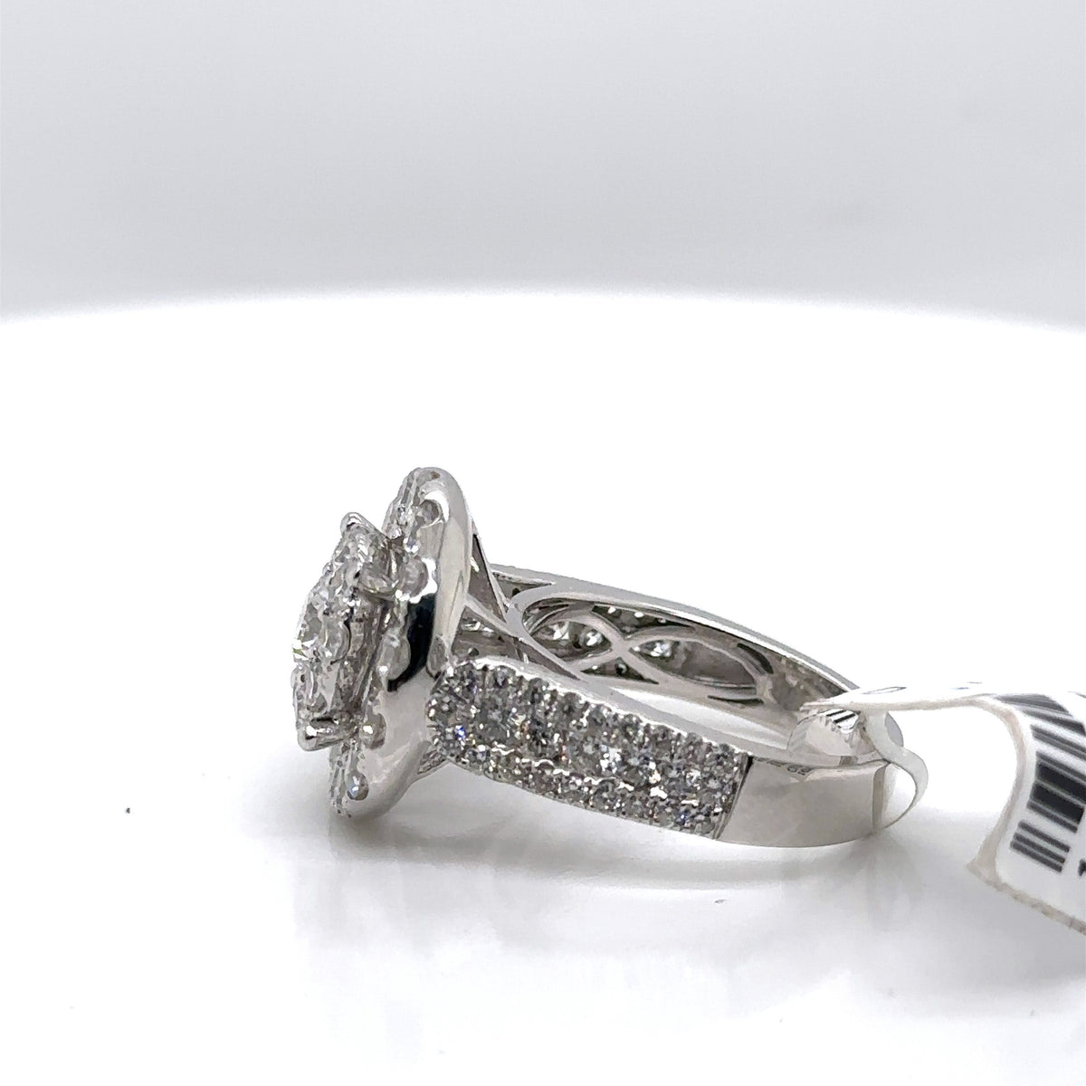 14k White Gold 3.50 CT Diamond Cluster Engagement Ring, 8.2g, Size 7