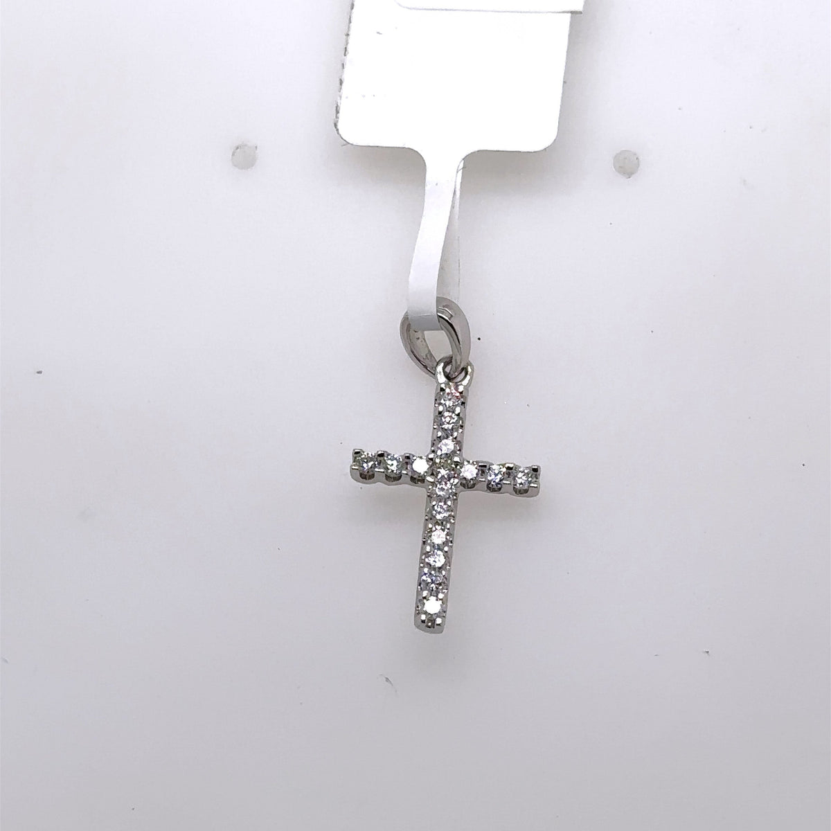 14k White Gold 0.35 CT Diamond Cross Pendant, 1.2gm