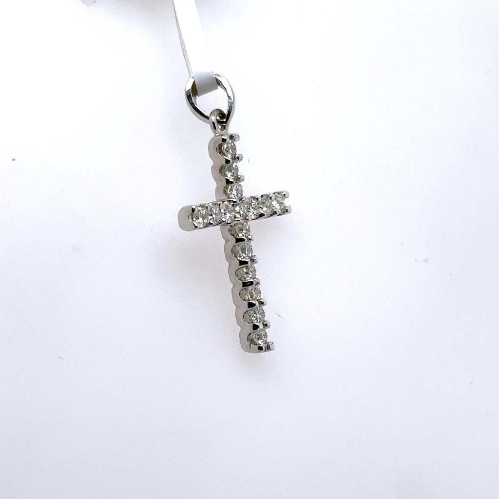 14k White Gold 0.75 CT Diamond Cross Pendant, 2.0g, S107349