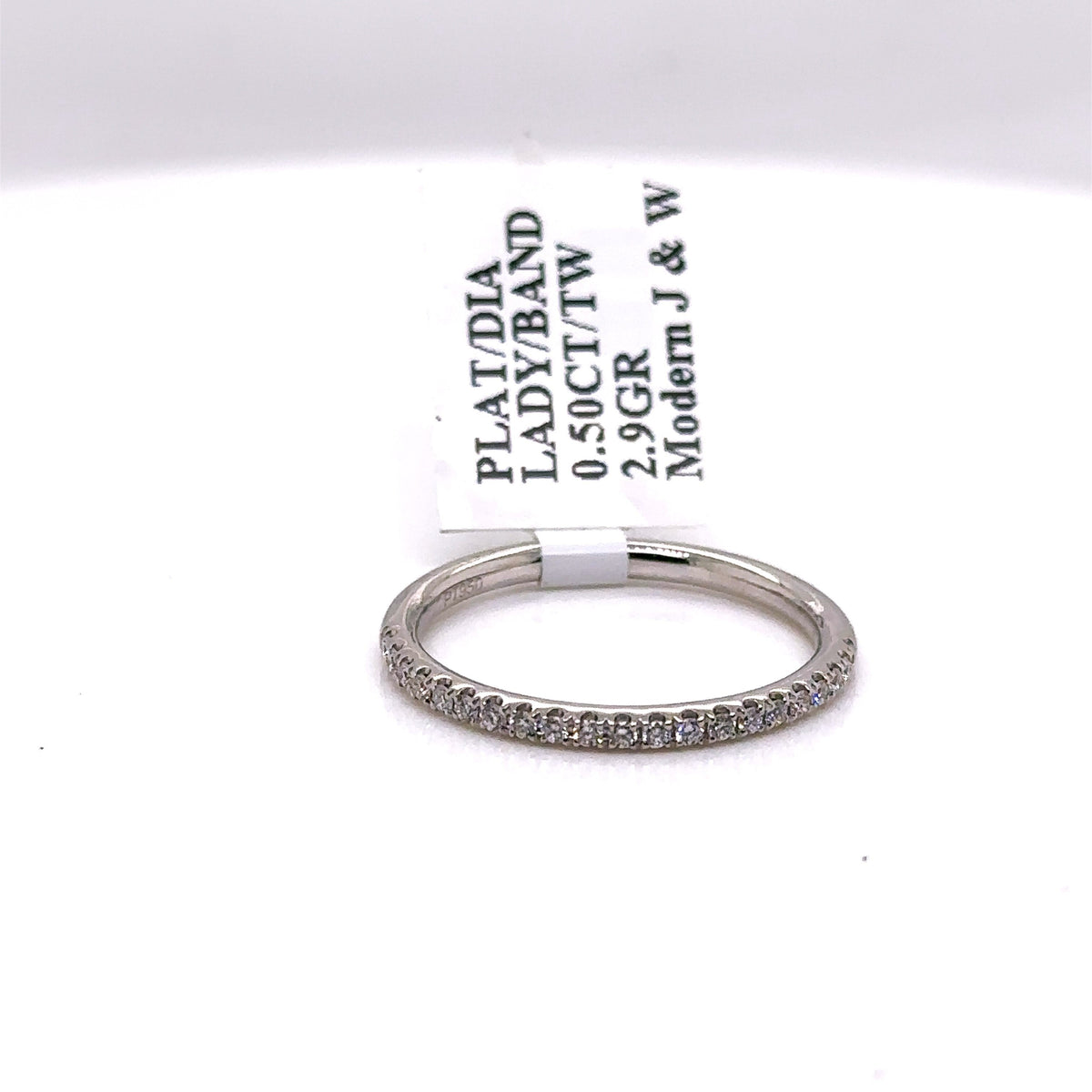 Platinum 0.50 CT Diamond Ladies Wedding Band, 2.9g, Size 7.5
