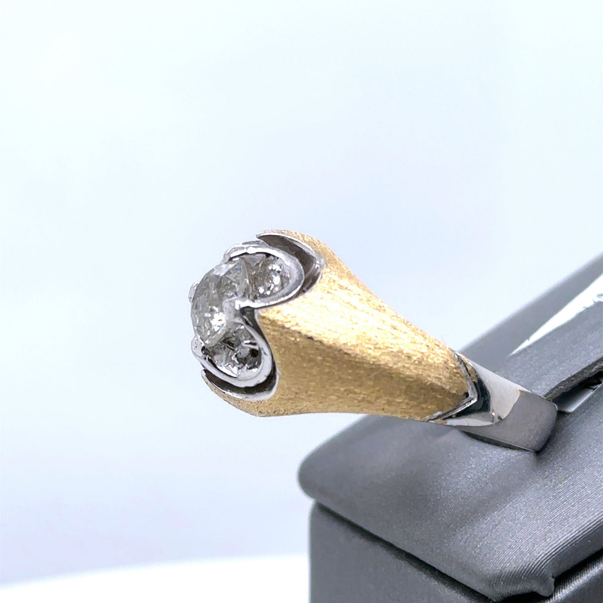 14k Multi Gold 1.25 CT Old Mine Cut Mens Diamond Ring, 11.9g, Size 12.25