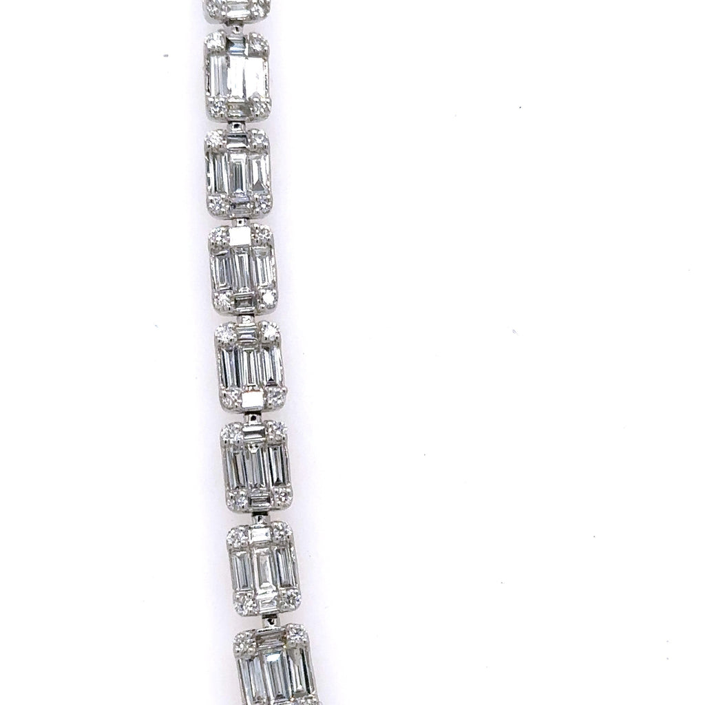 14k White Gold 11.50Ct Baguette Diamond Tennis Necklace, 43.1g, 18", S107230