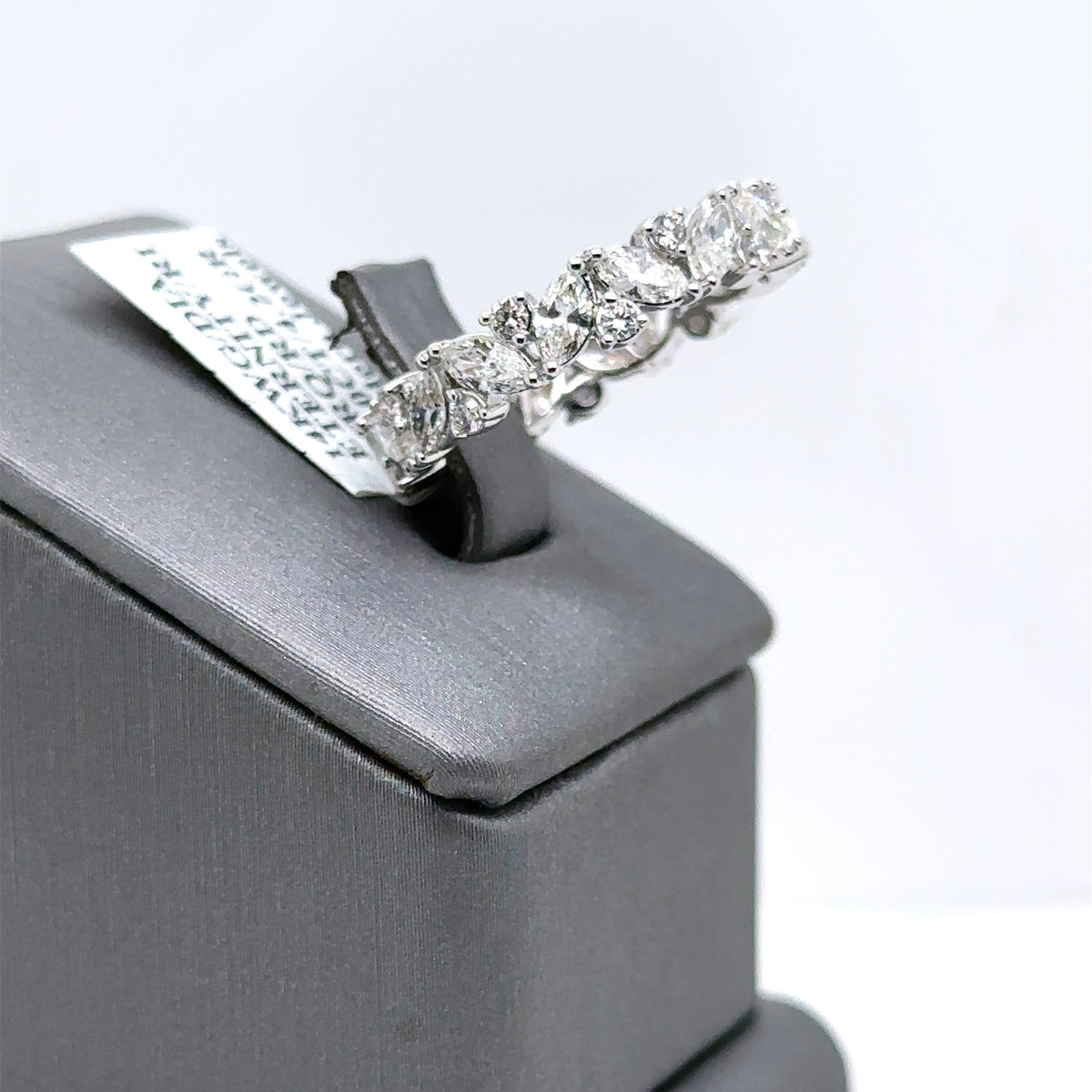 14k White Gold 2.50CT Marquise & Round Cut Diamond Eternity Band, 4.2gm