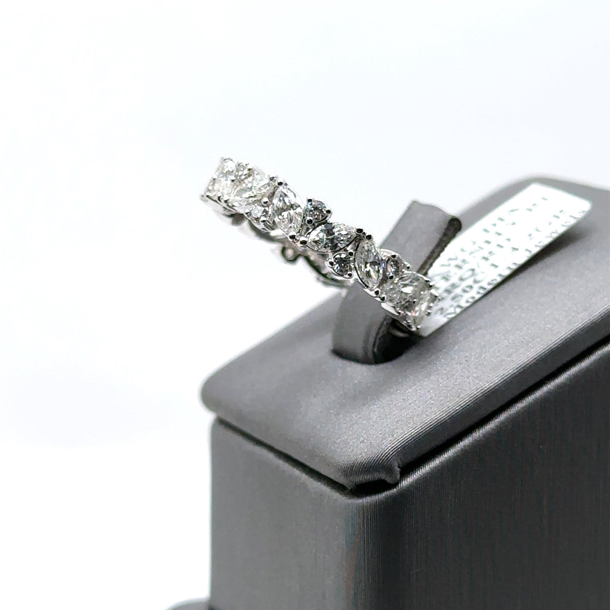14k White Gold 2.50CT Marquise & Round Cut Diamond Eternity Band, 4.2gm