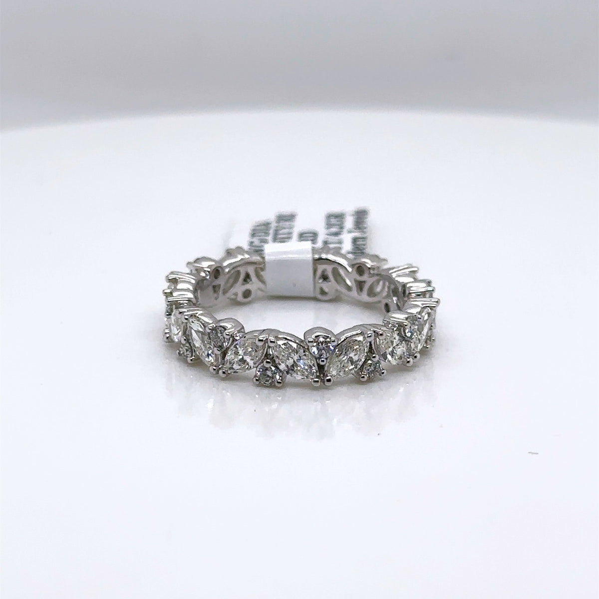 14k White Gold 2.50CT Marquise & Round Cut Diamond Eternity Band, 4.2gm