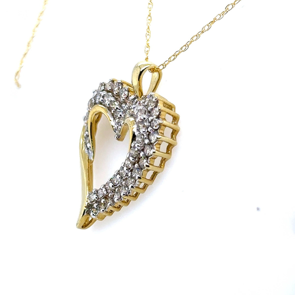 10k Yellow Gold 2.00CT Diamond Heart Pendant Necklace, 5.4g, S15803