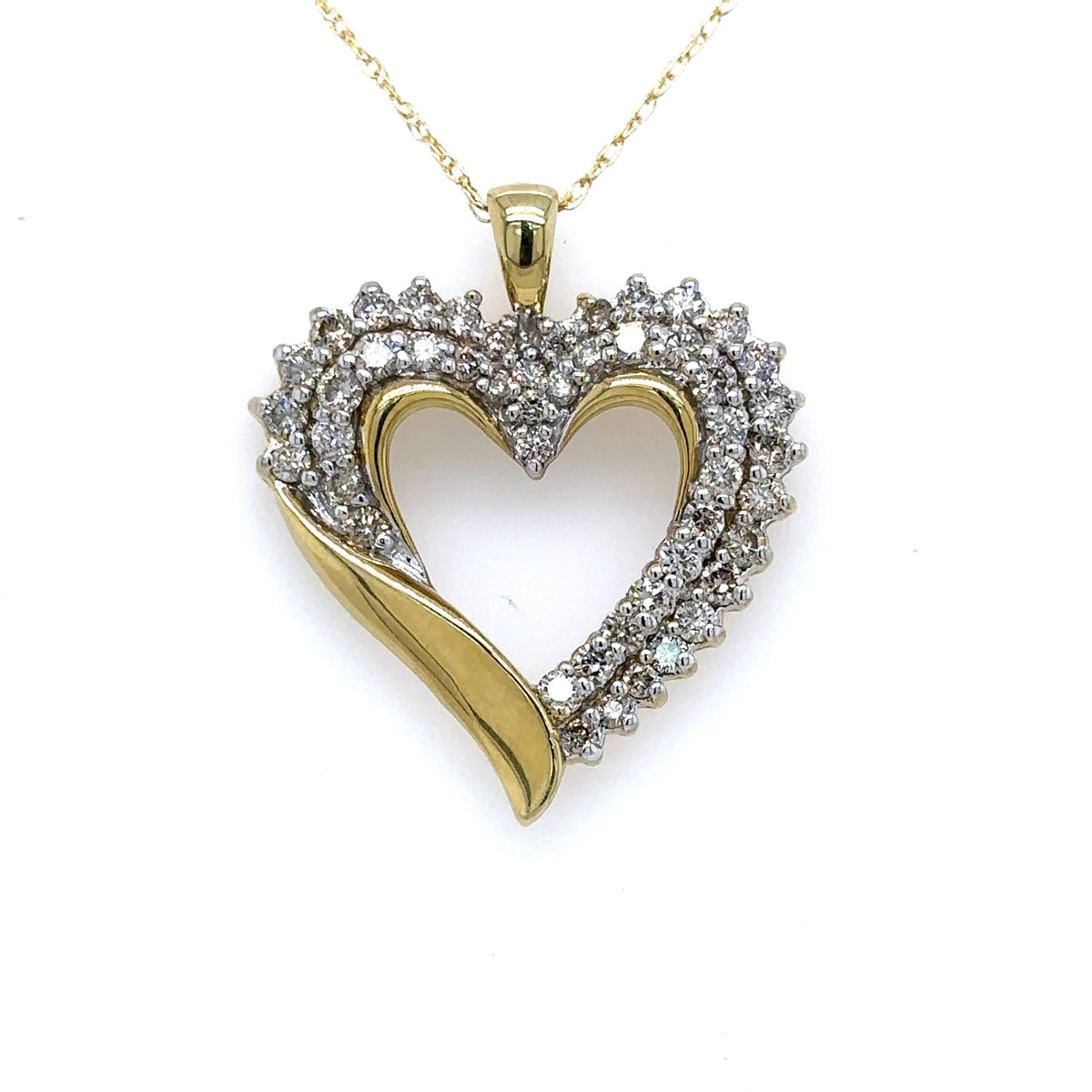 10k Yellow Gold 2.00CT Diamond Heart Pendant Necklace, 5.4g, S15803