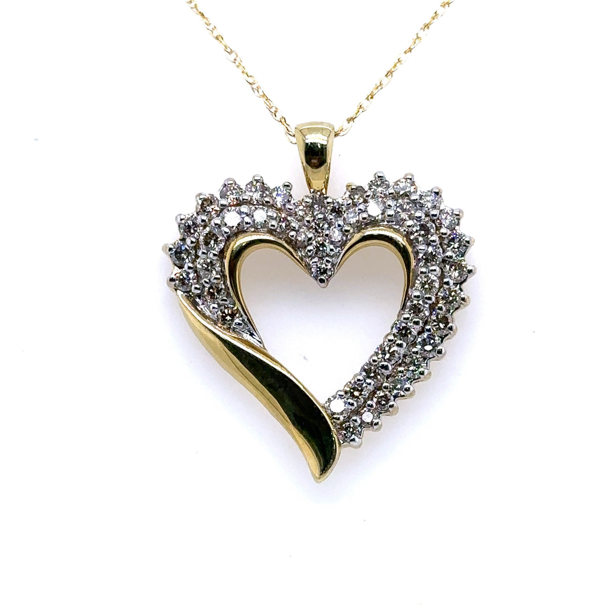 10k Yellow Gold 2.00CT Diamond Heart Pendant Necklace, 5.4g, S15803