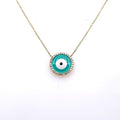 14k Yellow Gold 0.25 CT Diamond Evil Eye Pendant Necklace, 2.2g