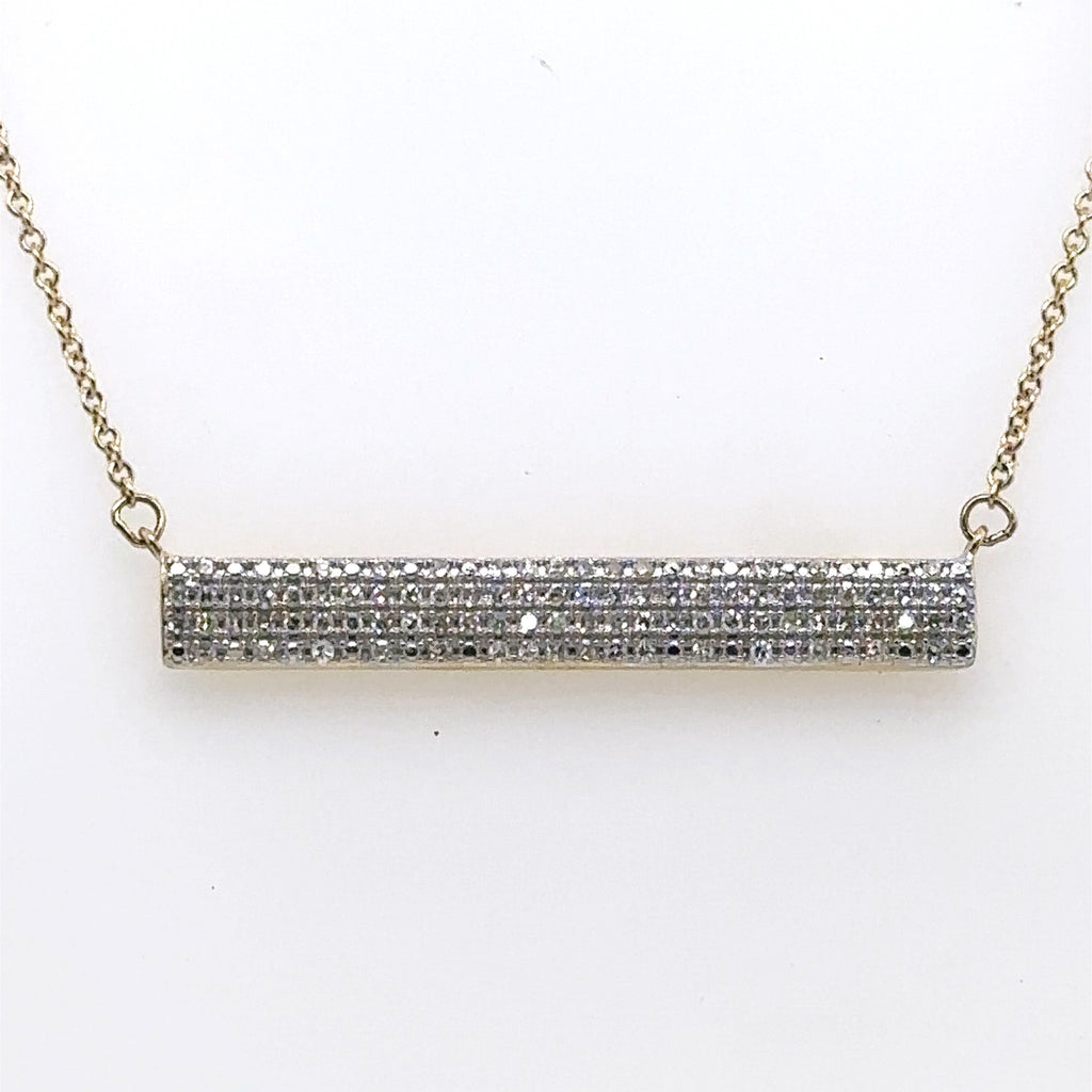 10k Yellow Gold 0.50CT Diamond Bar Necklace, 2.5g, S15804