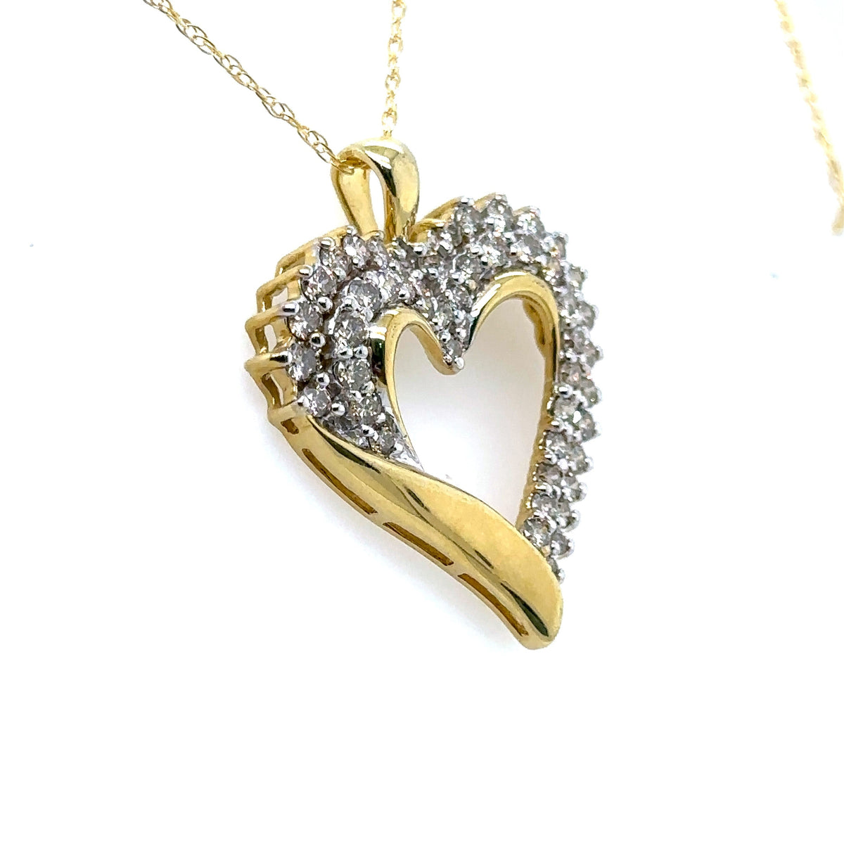 10k Yellow Gold 2.00CT Diamond Heart Pendant Necklace, 5.4g, S15803