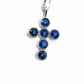 14k White Gold 1.00CT Sapphire Cross Pendant, 3.6g