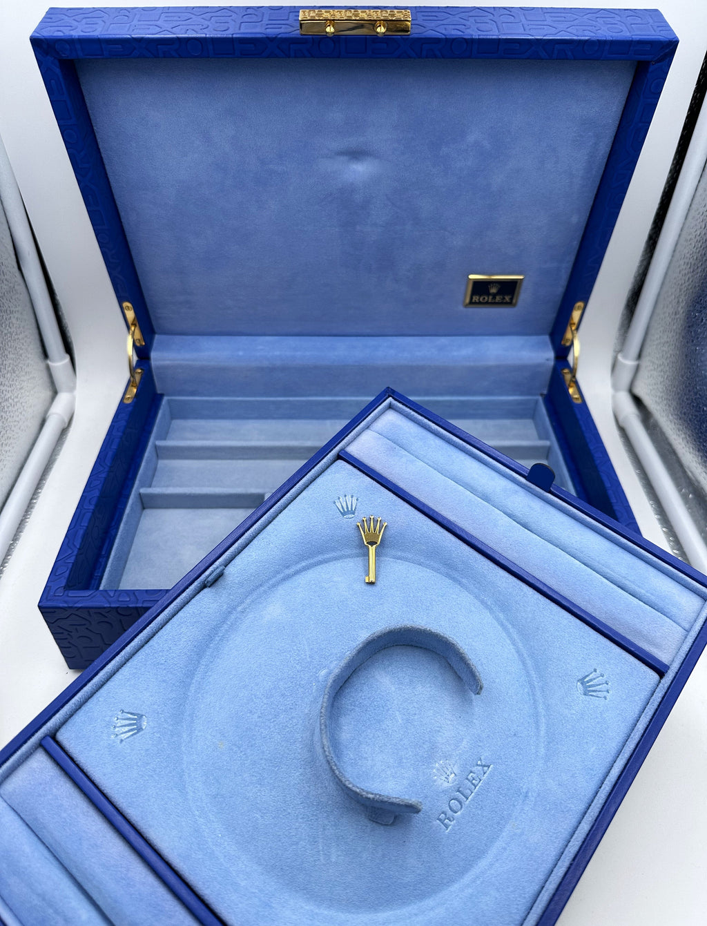 Genuine Vintage Rolex Crown Collection Watch Jewelry Box Case w/Key #51.00.01