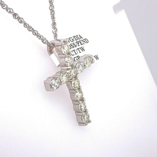 14k White Gold 2.50 CT Diamond Cross Pendant, 5gm