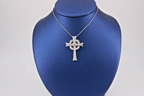 18k White Gold 1.00 CT Diamond Cross Pendant, 4.5gm