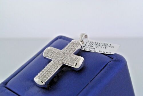 14k White Gold 1.50 CT Diamond Cross Pendant, 9.9gm