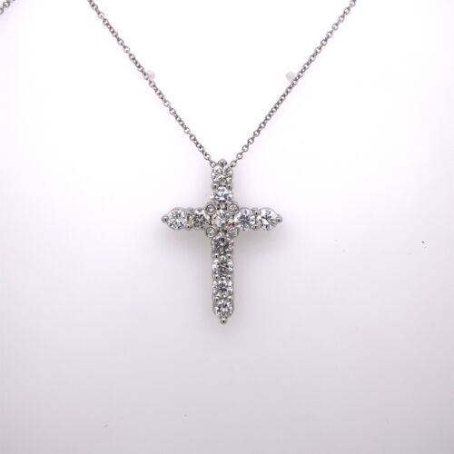 14k White Gold 2.50 CT Diamond Cross Pendant, 7.7g