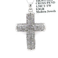 14k White Gold 1.50CT Diamond Cross Pendant, 9.9gm