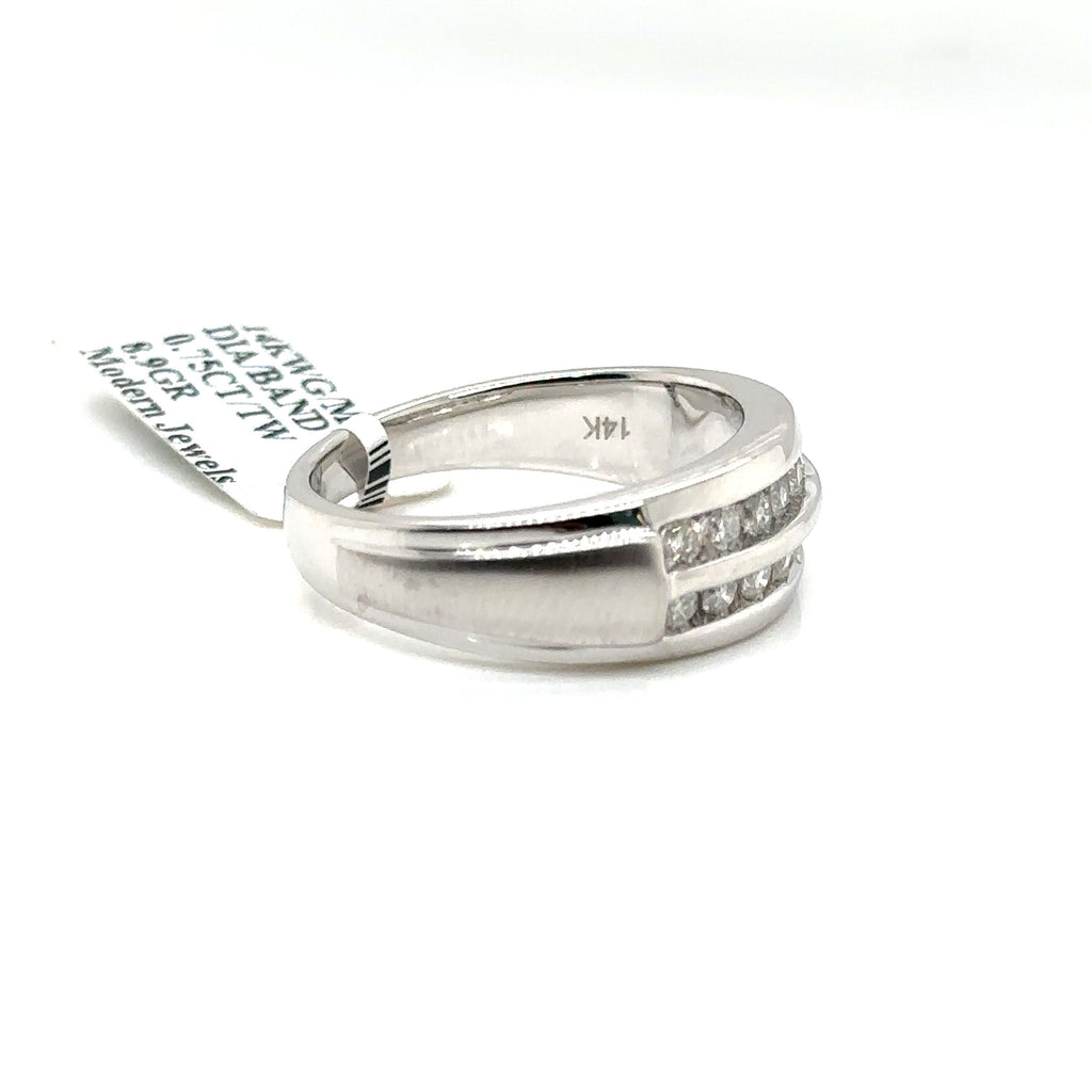 14k White Gold 0.75CT Diamond Men's Wedding Band, 8.9g, Size 10