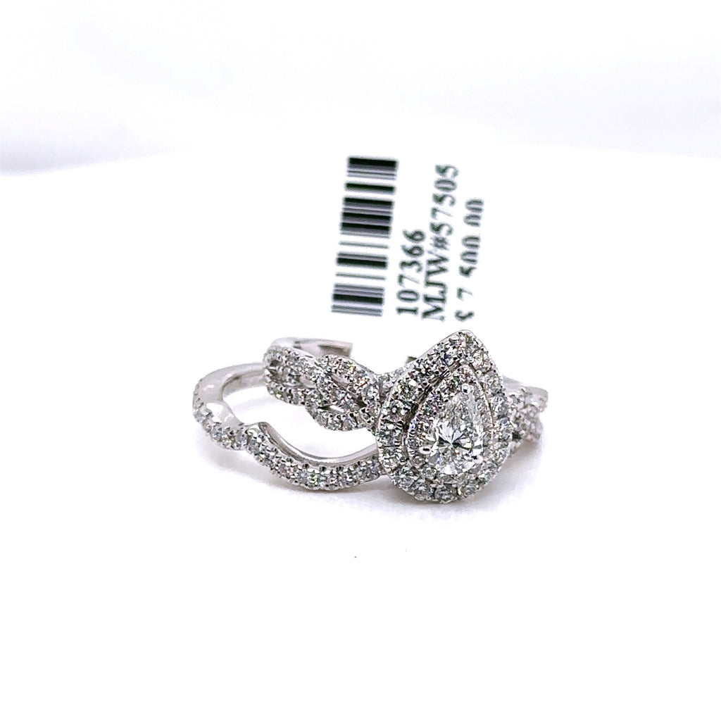 14k White Gold 1.50CT Neil Lane Diamond Cluster Ring Set, 6.3g, Size 5, S107366