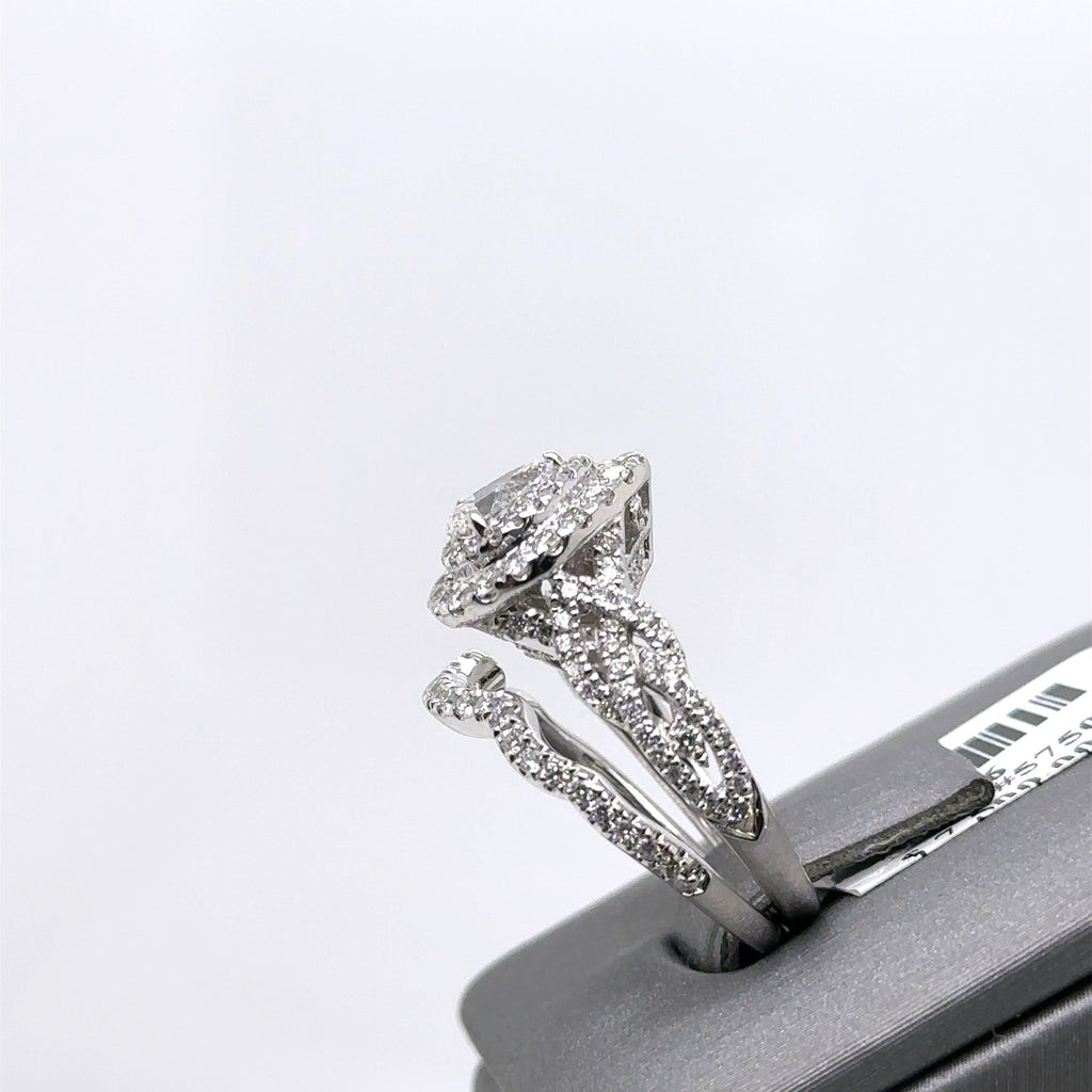 14k White Gold 1.50CT Neil Lane Diamond Cluster Ring Set, 6.3g, Size 5, S107366