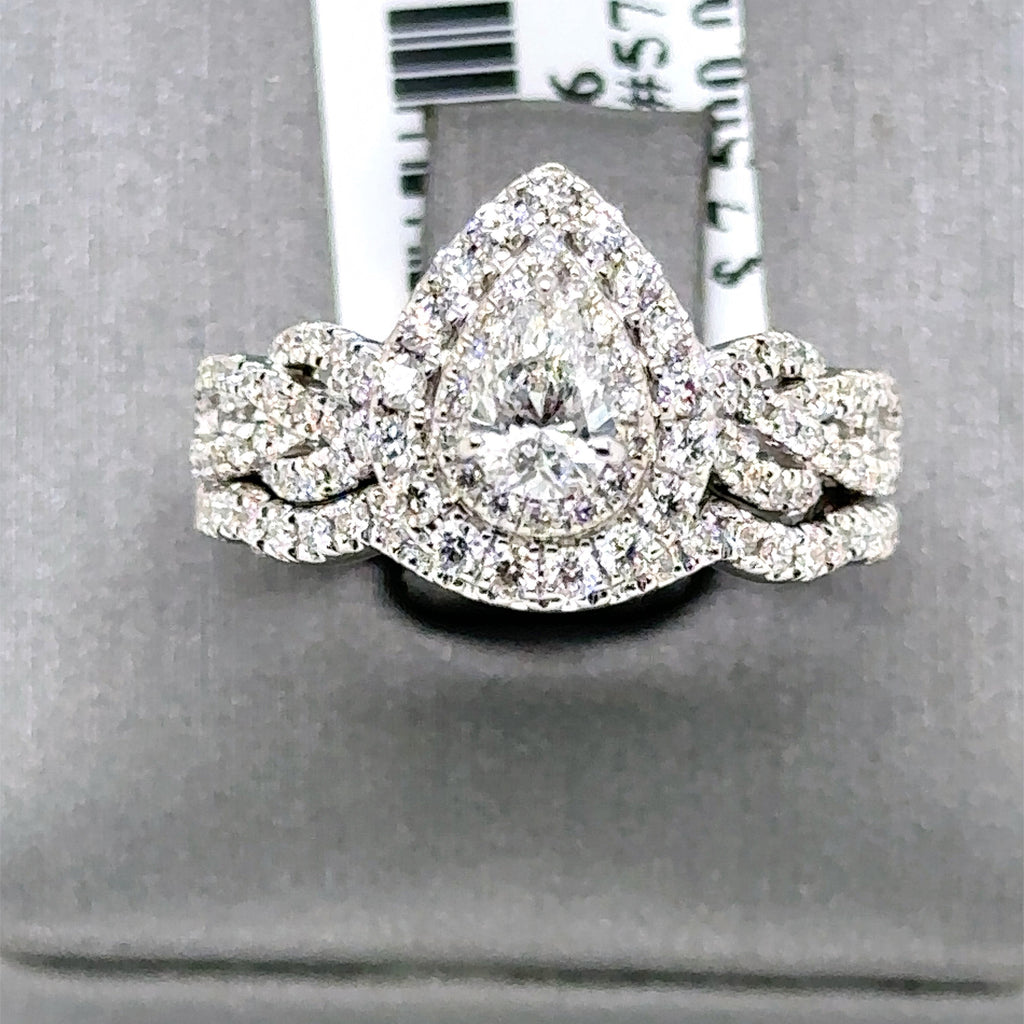 14k White Gold 1.50CT Neil Lane Diamond Cluster Ring Set, 6.3g, Size 5, S107366