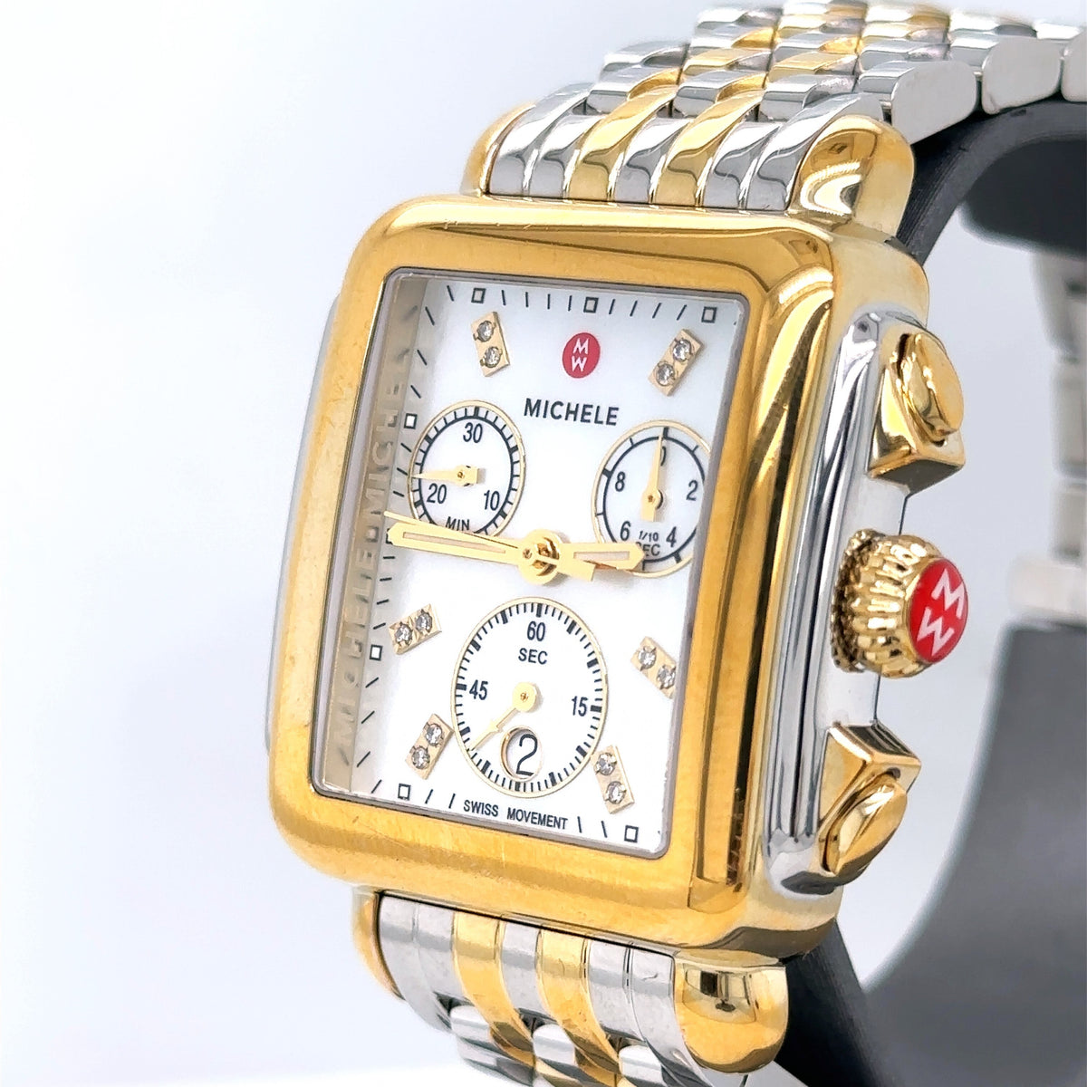 Michele Deco Two-Tone 18K Gold Diamond Dial 33mm Watch, MWW06A000779, Preowned