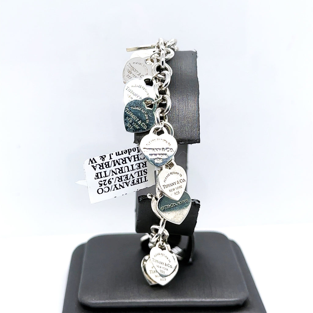 Tiffany & CO Silver Heart Charm Bracelet 7.5"