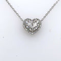10k White Gold 0.45 CT Diamond Heart Pendant Necklace, 2.4gm