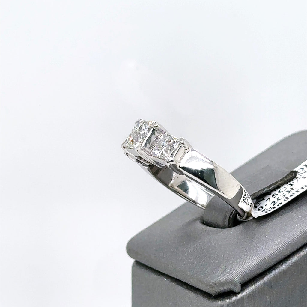 14k White Gold 0.75 CT Diamond Past Present Future Engagement Ring