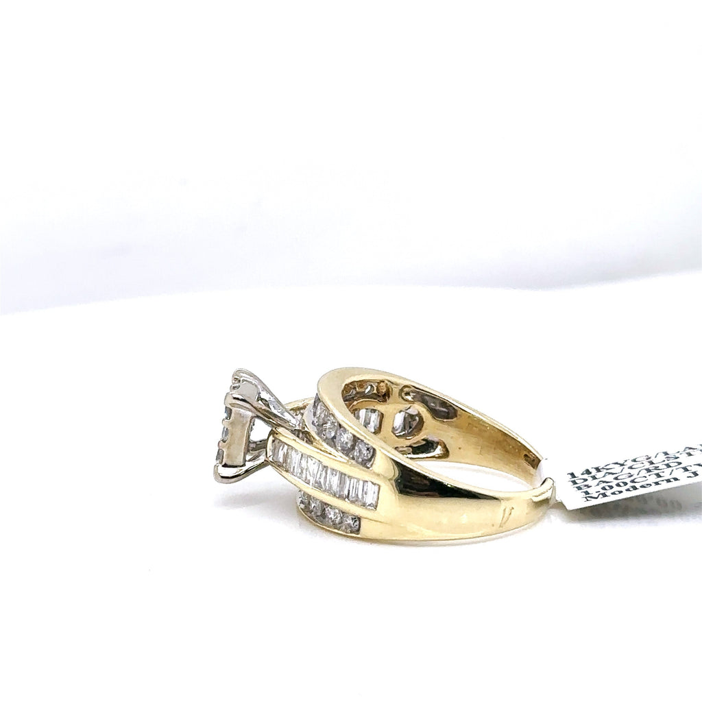14k Yellow Gold 1.00 CT Diamond Ladies Cluster Ring, 6.6gm, Size 8