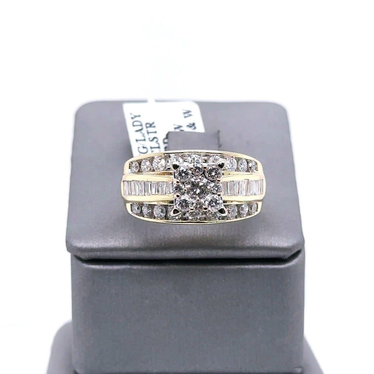 14k Yellow Gold 1.00 CT Diamond Ladies Cluster Ring, 6.6gm, Size 8