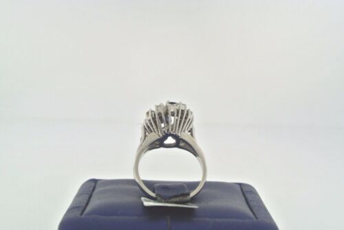 14K White Gold 1.50 CT Diamond & Sapphire Cluster Ladies Ring, 6.5gm