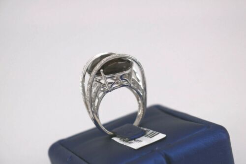 14k White Gold Smokey Topaz & Diamond Ladies Ring, 10.5gm