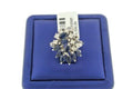 14K White Gold 1.50 CT Diamond & Sapphire Cluster Ladies Ring, 6.5gm