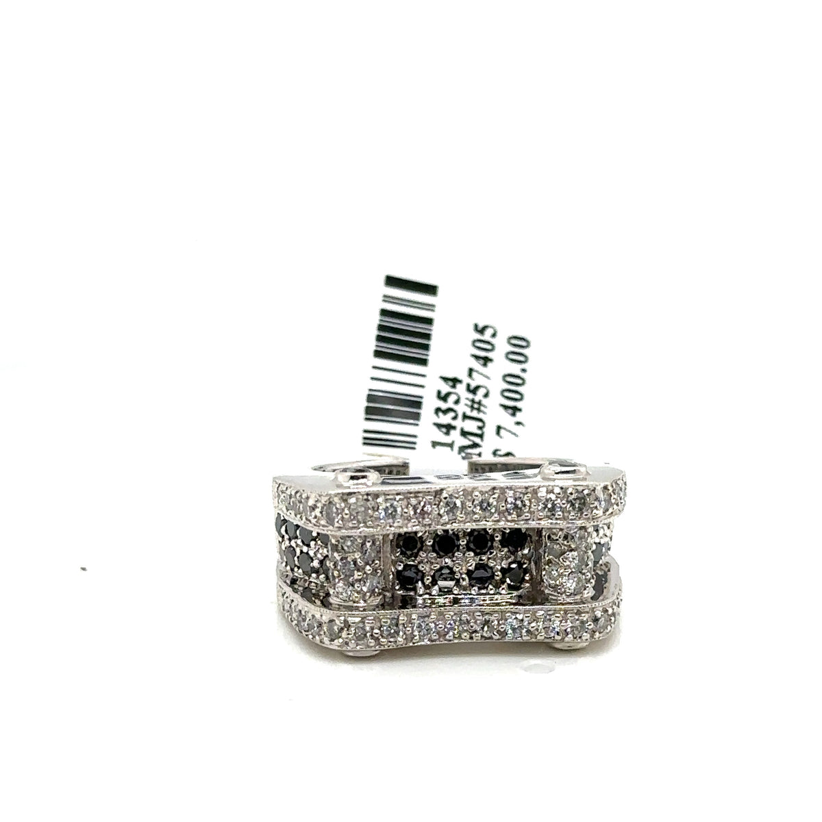 14k White Gold 1.00 CT Black & White Diamond Ring, 12.6gm, Size 6.50