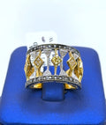 18K YELLOW GOLD 0.50CT LADIES DIAMOND WIDE BAND, 8.9gm