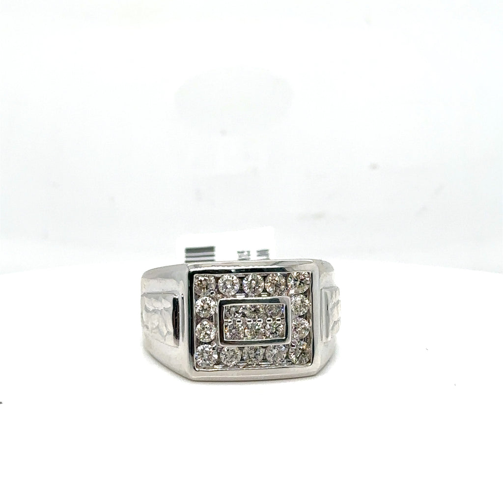 10k White Gold 1.00CT Diamond Men's Wedding Band, 6.6g, Size 10.25, S14645