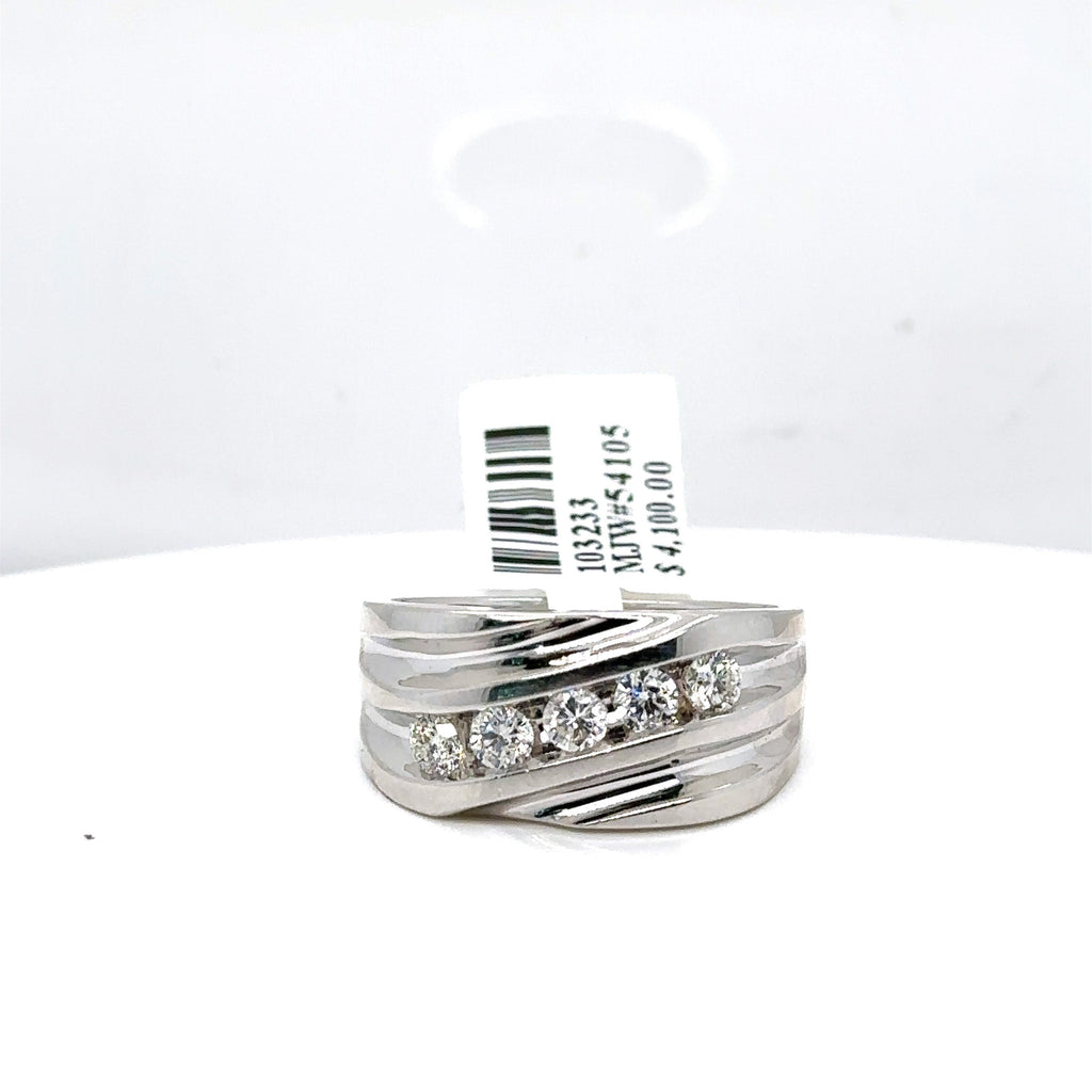 14k White Gold 1.00CT Diamond Men's Wedding Band, 7.9g, Size 10.25