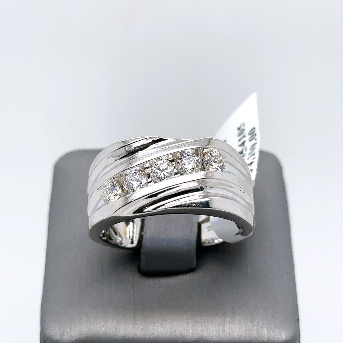 14k White Gold 1.00CT Diamond Men's Wedding Band, 7.9g, Size 10.25