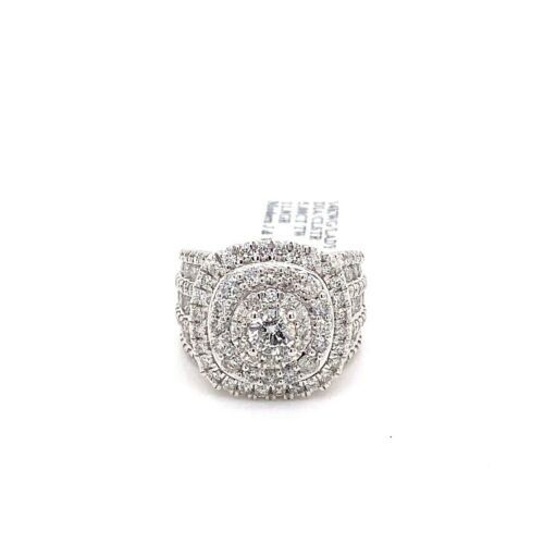14k White Gold 5.00 CT Diamond Cluster Ladies Ring, 11.8g, Size 8