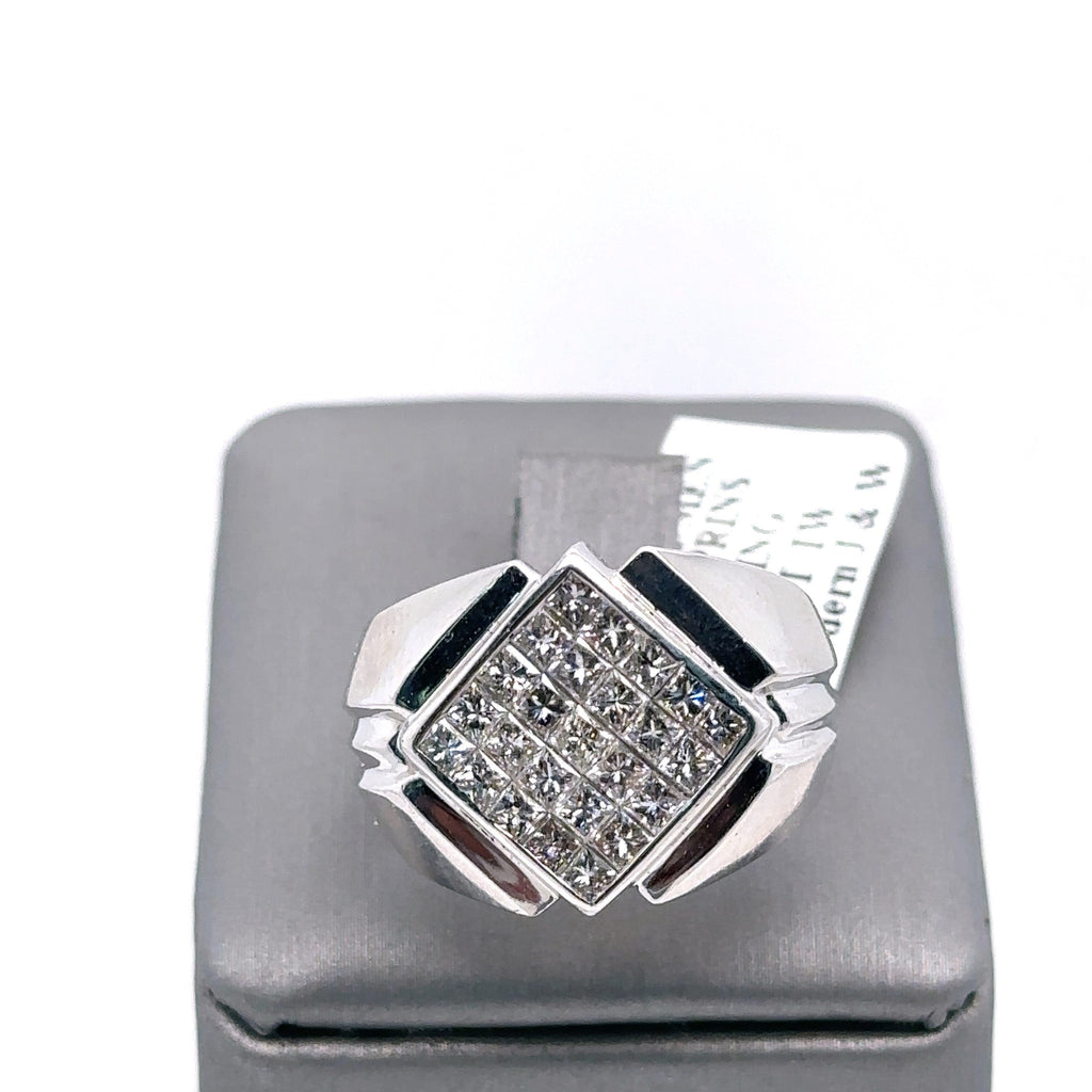 14k White Gold 1.00CT Diamond Men's Wedding Band,  13.7g, Size 8.25