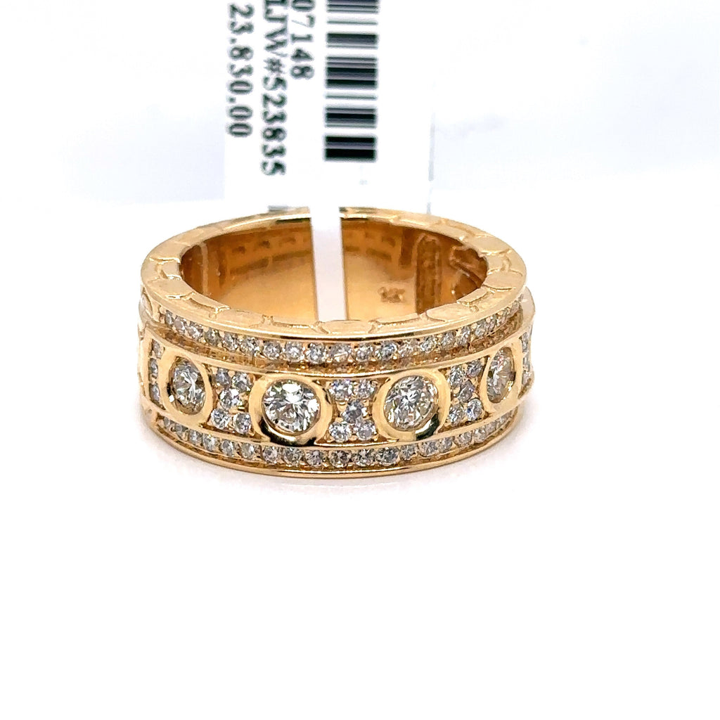 14k Yellow Gold 2.50 CT Diamond Men's Wedding Band, 18.8g, Size 10.5, S107148